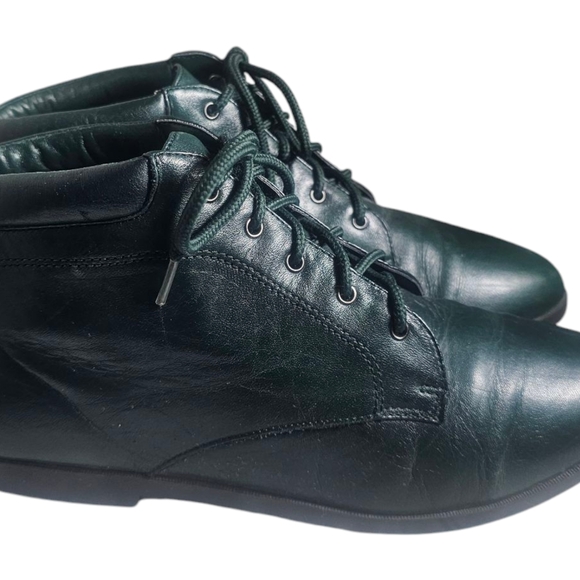 Danexx Green Leather Lace-Up Flat Ankle Boots Size 8.5 D Austin 4 - Picture 5 of 9